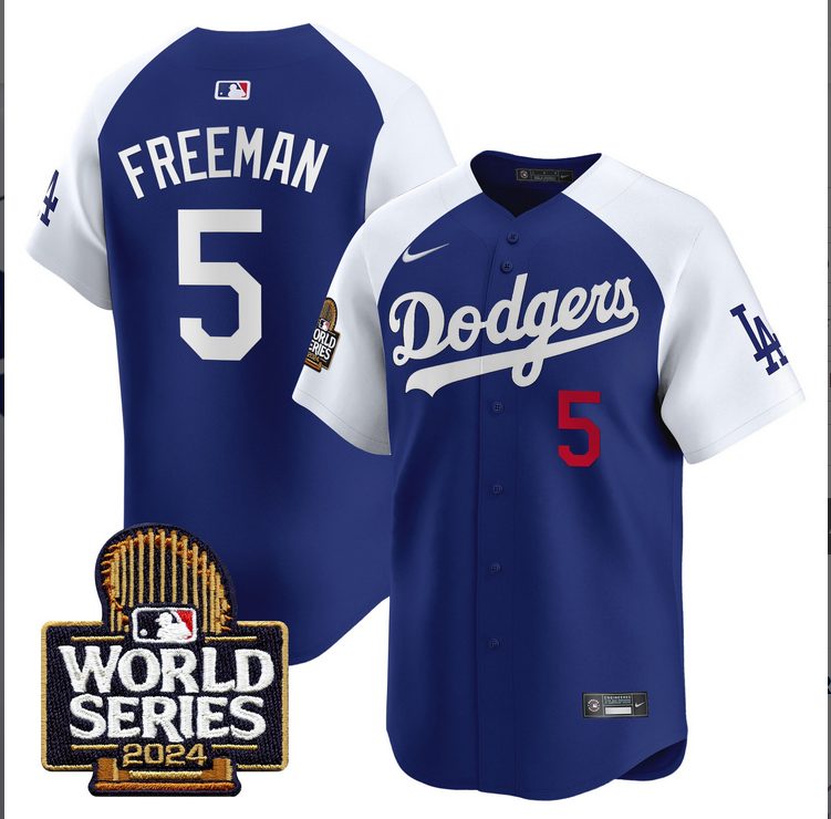 Men MLB Los Angeles Dodgers #5 Freeman blue 2024 World Series Champions Patch Limited Jersey20241105 style 2->los angeles dodgers->MLB Jersey